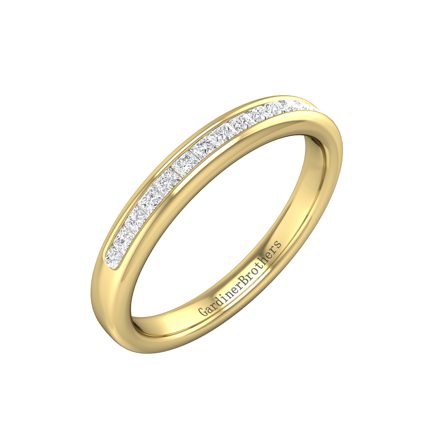 Princess Cut 15 stone Diamond Set Wedding Band gardiner-brothers 0.30cts 18ct Yellow Gold