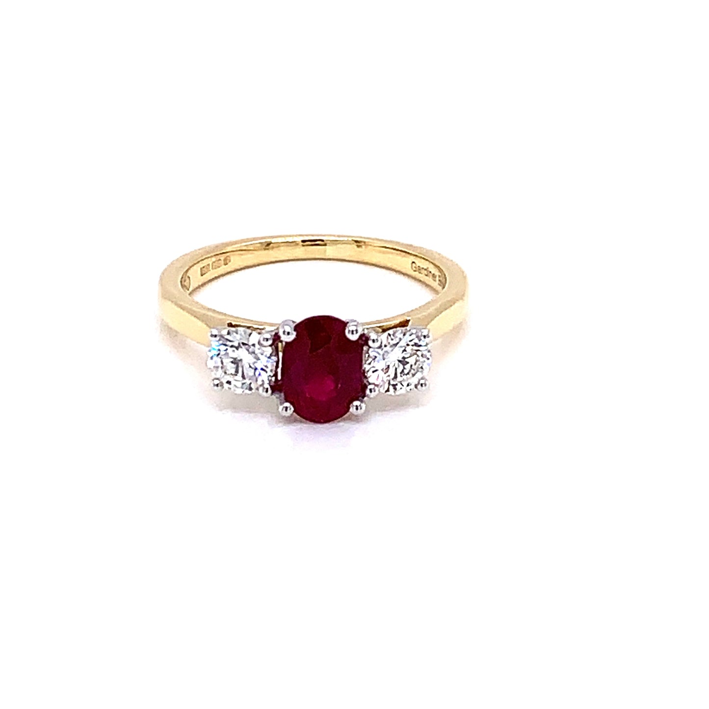 Ruby and Diamond 3 Stone Ring gardiner-brothers