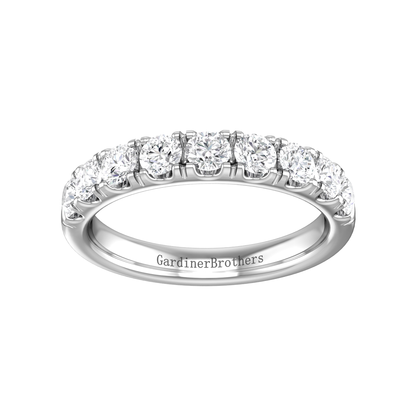 Round Brilliant Cut Mirco Claw Set 9 stone Wedding Band Gardiner Brothers