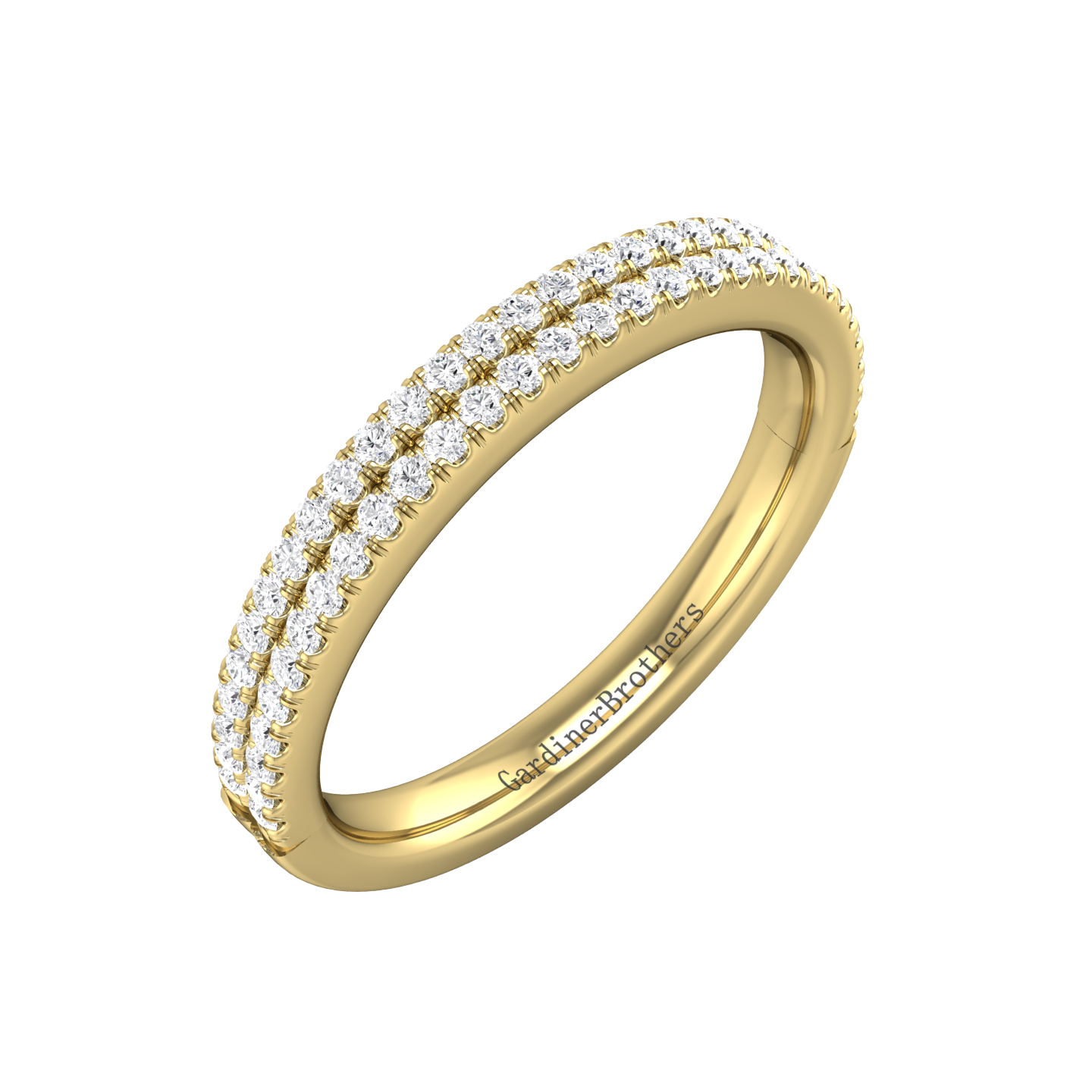 Double Row Round Brilliant Cut Diamond Wedding Band gardiner-brothers 18ct Yellow Gold 0.30cts
