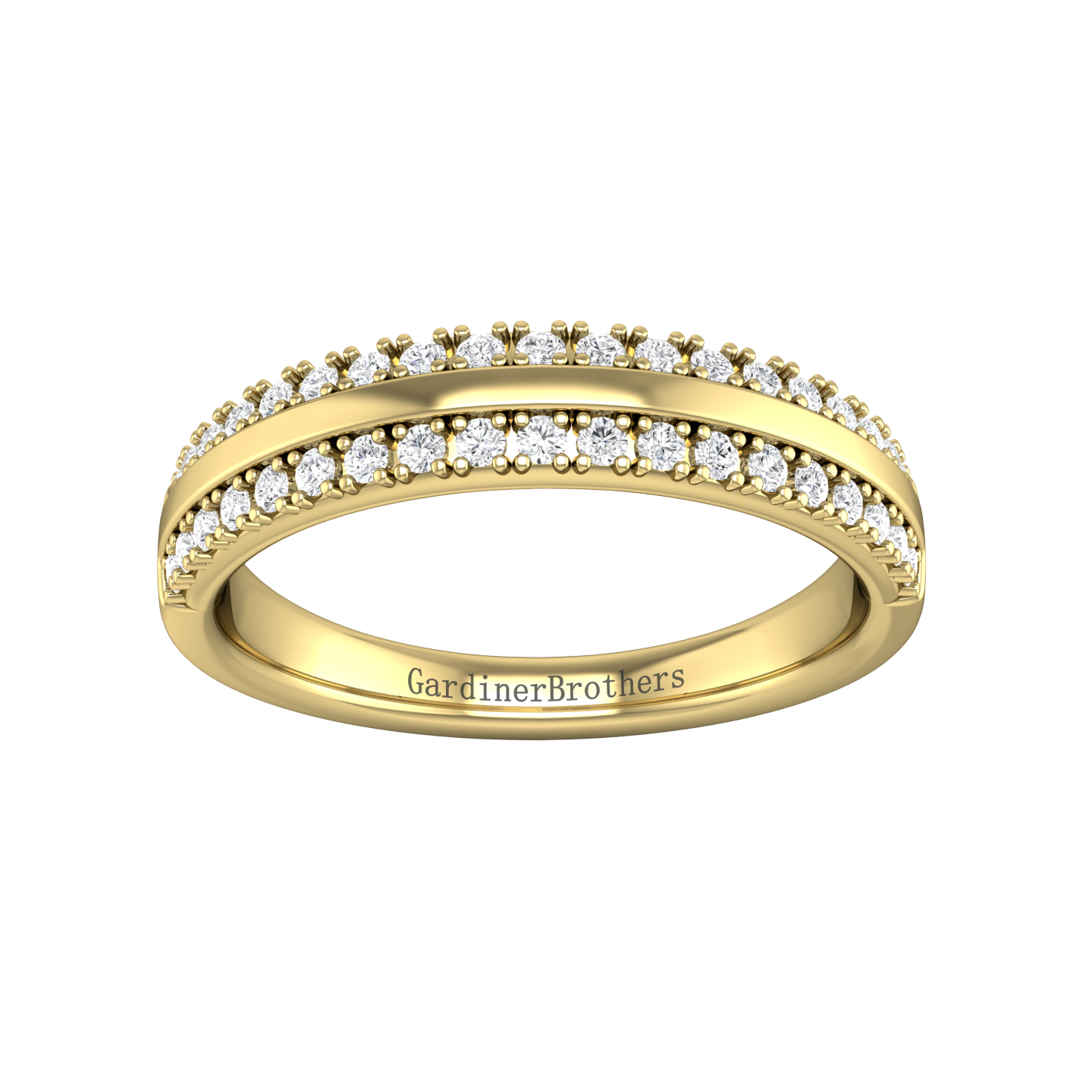 Double Row Round Brilliant Cut Diamond Wedding Band gardiner-brothers