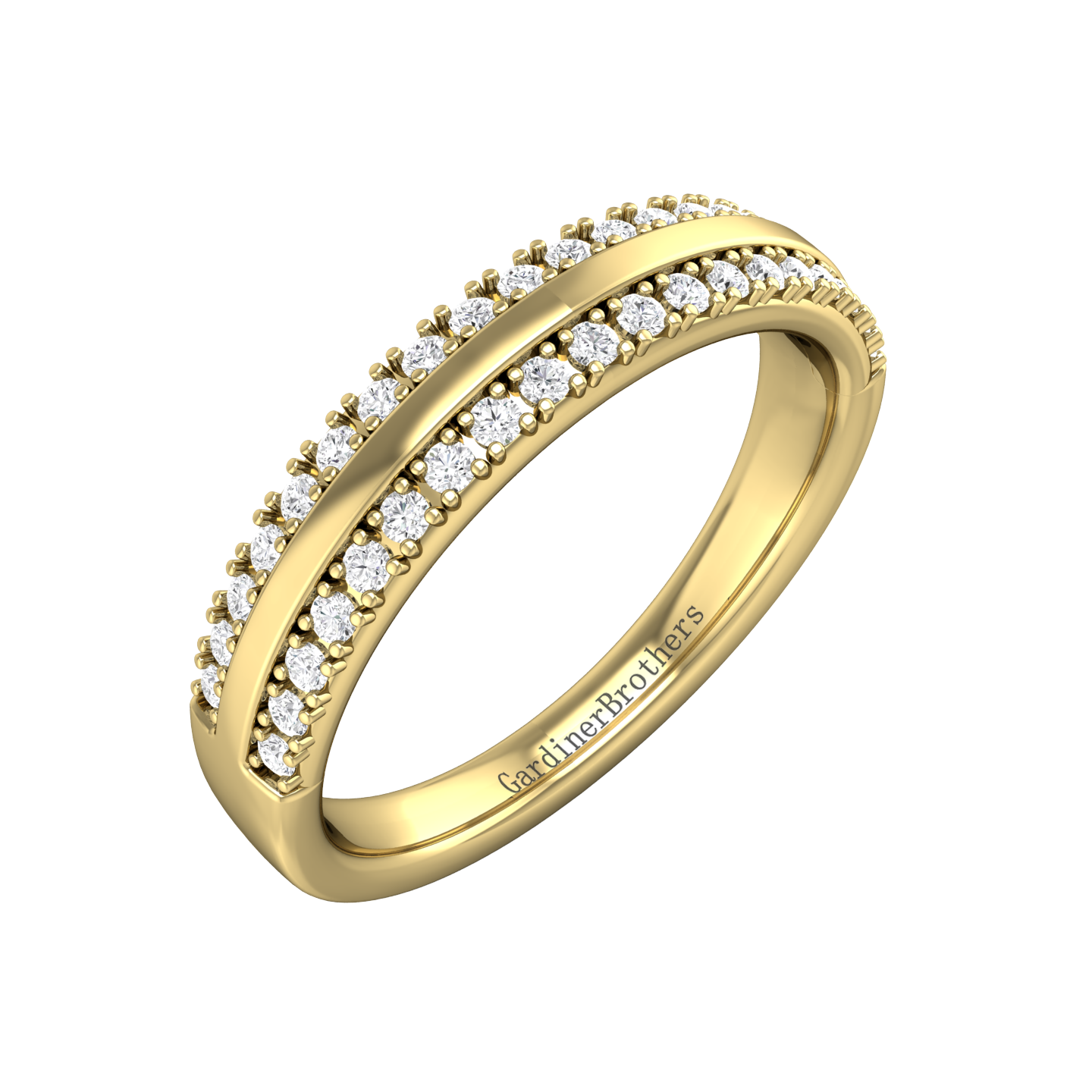 Double Row Round Brilliant Cut Diamond Wedding Band gardiner-brothers 18ct Yellow Gold 0.30cts
