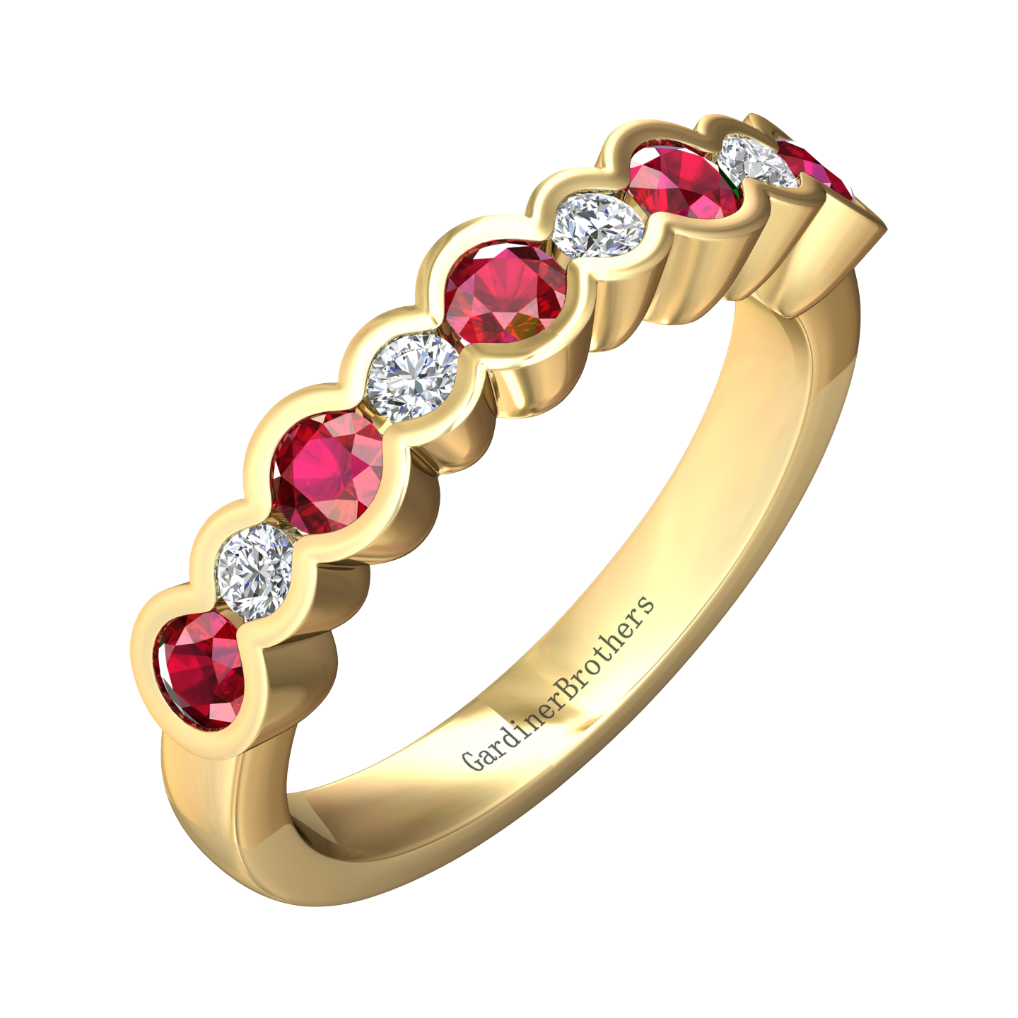Eclipse Collection Ruby and Diamond Ring Gardiner Brothers 0.30cts 18ct Yellow Gold