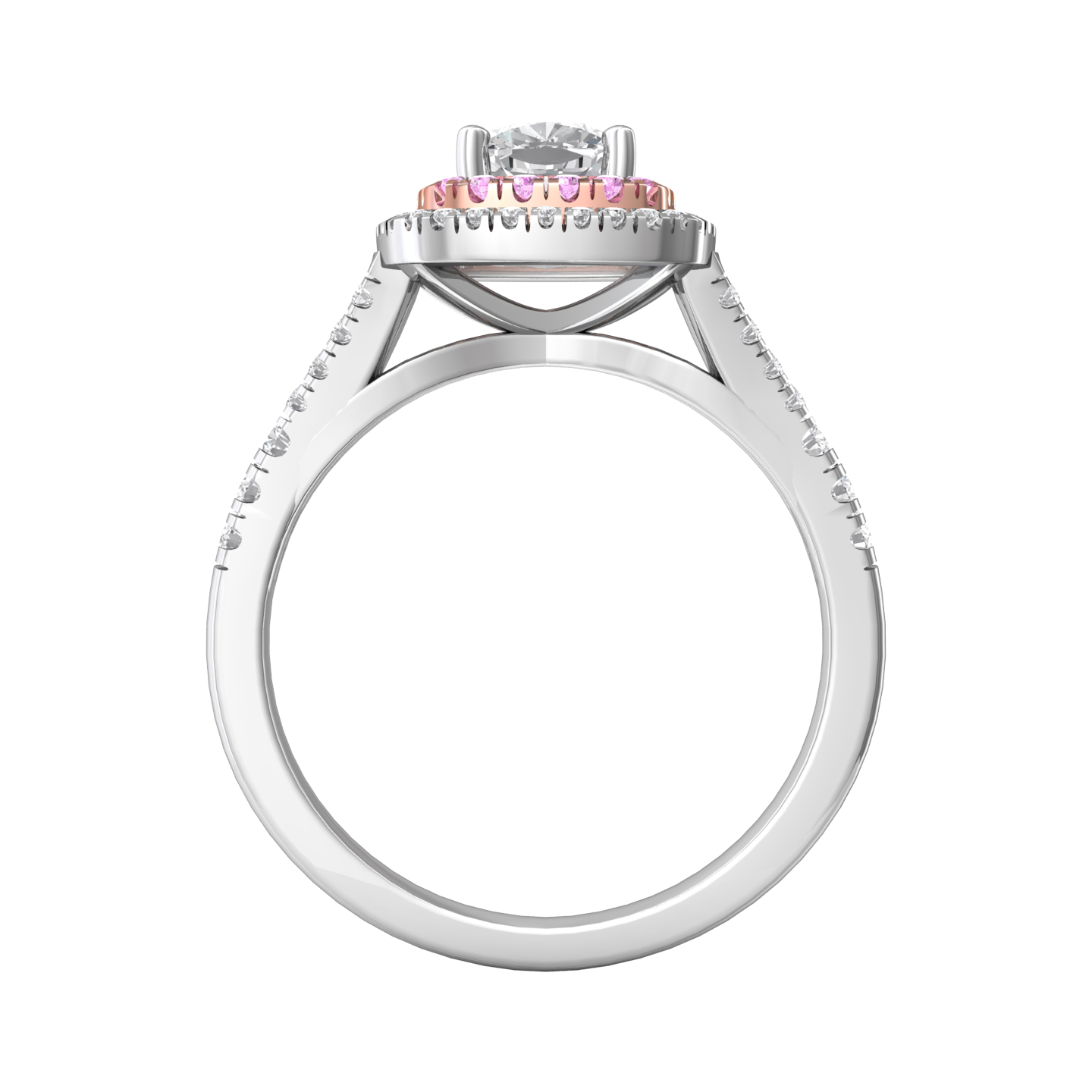 Cushion Cut Diamond Halo Ring Set With Pink Diamonds Gardiner Brothers