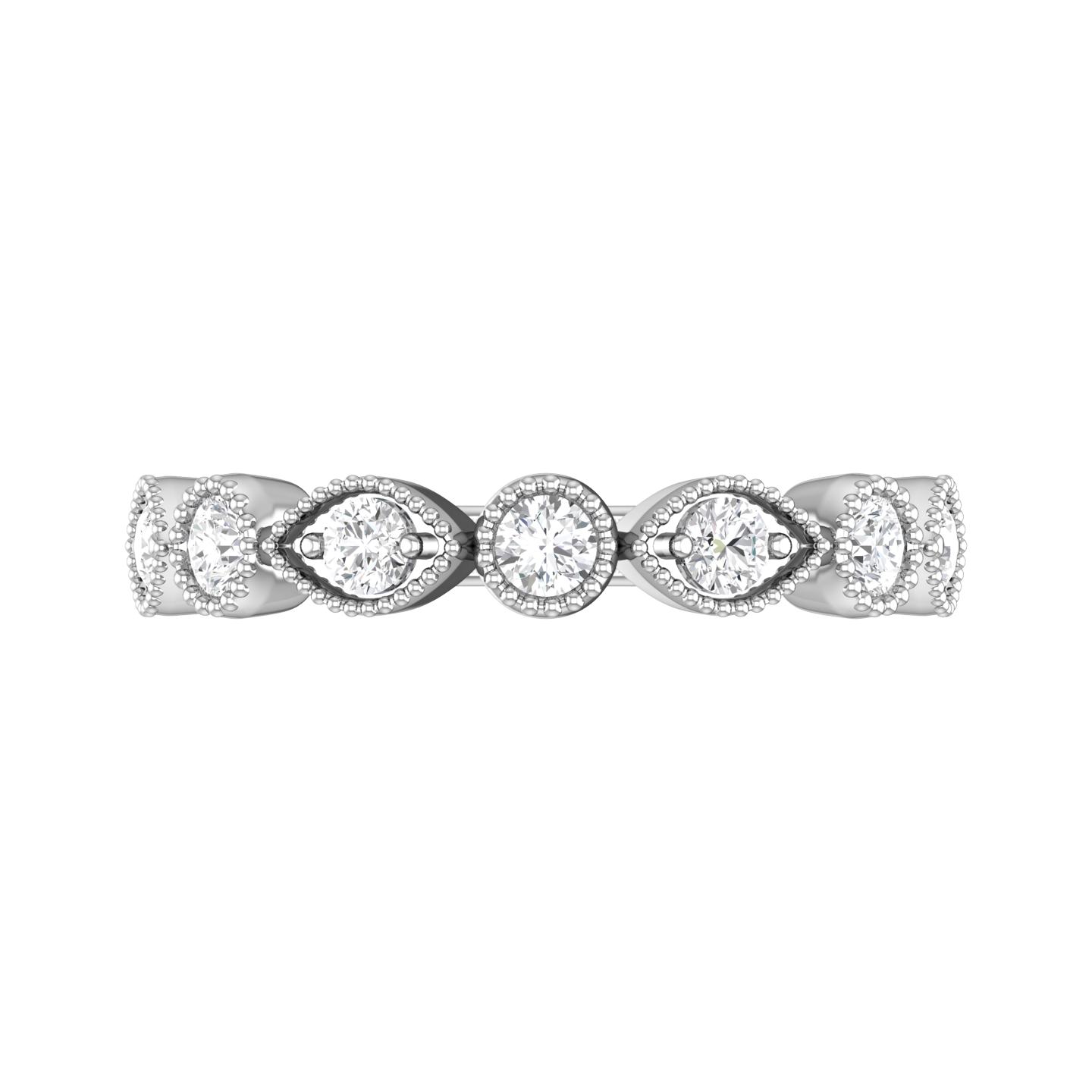 Round Brilliant Cut Vintage Style Diamond Set Wedding Band Gardiner Brothers