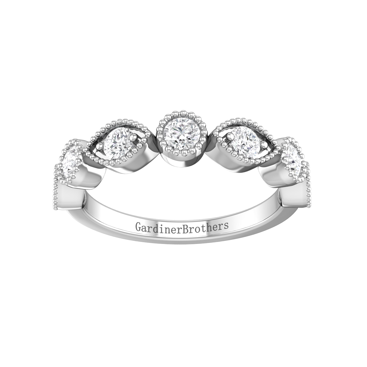 Round Brilliant Cut Vintage Style Diamond Set Wedding Band Gardiner Brothers