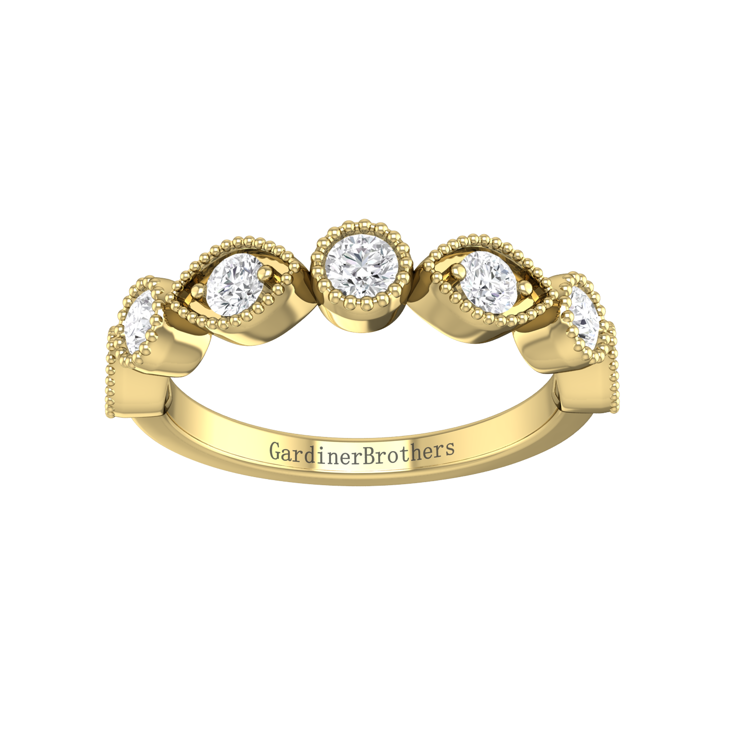 Round Brilliant Cut Vintage Style Diamond Set Wedding Band Gardiner Brothers