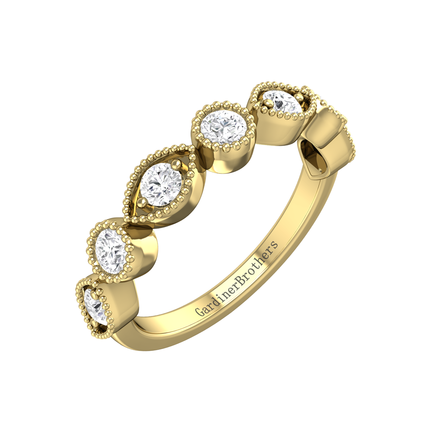 Round Brilliant Cut Vintage Style Diamond Set Wedding Band Gardiner Brothers 18ct Yellow Gold 0.25cts
