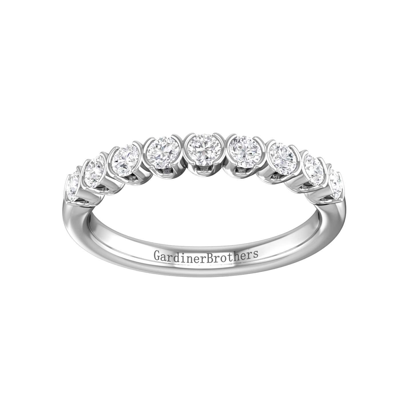 Diamond Set 9 Stone Half Rub-Over Style Wedding Band Gardiner Brothers