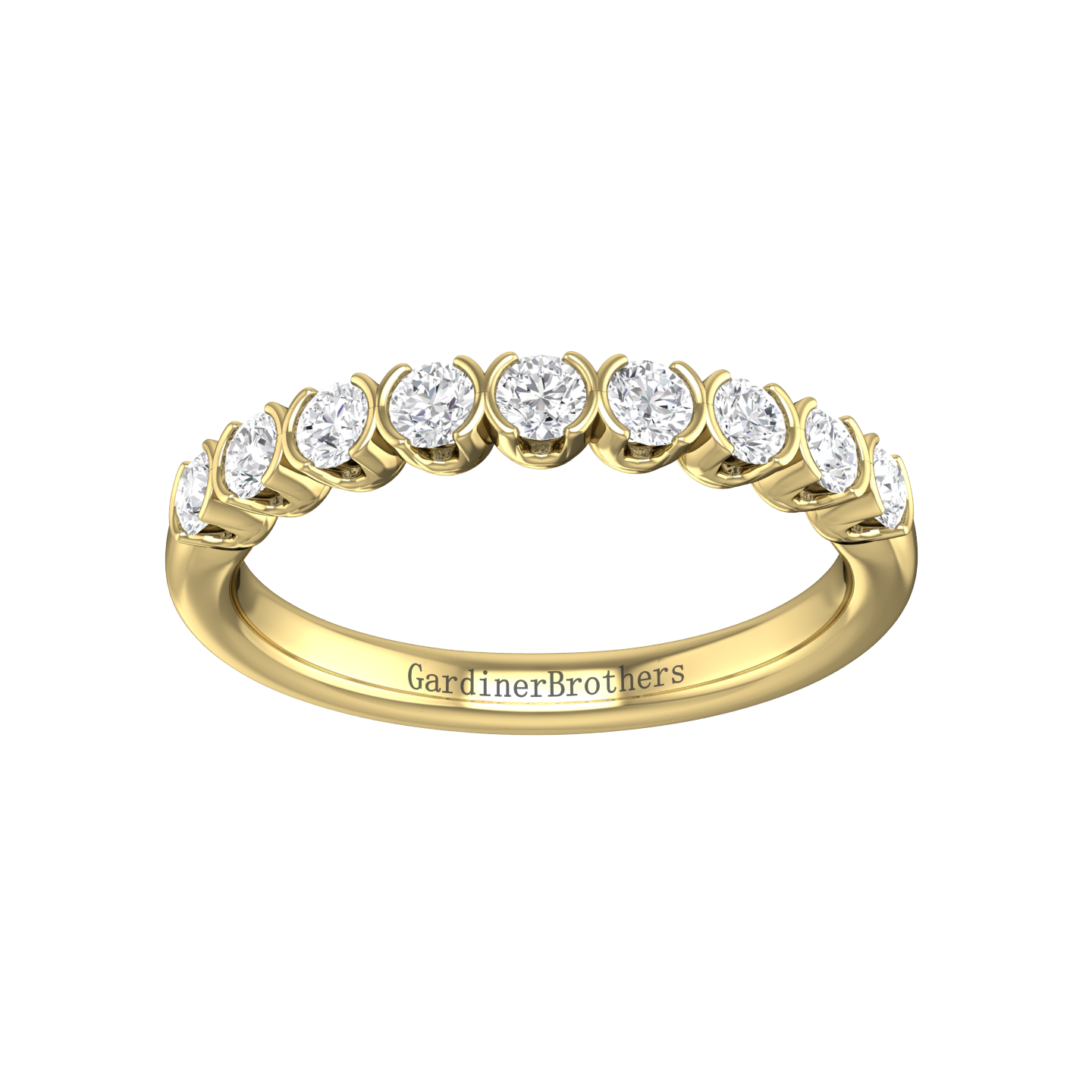 Diamond Set 9 Stone Half Rub-Over Style Wedding Band Gardiner Brothers