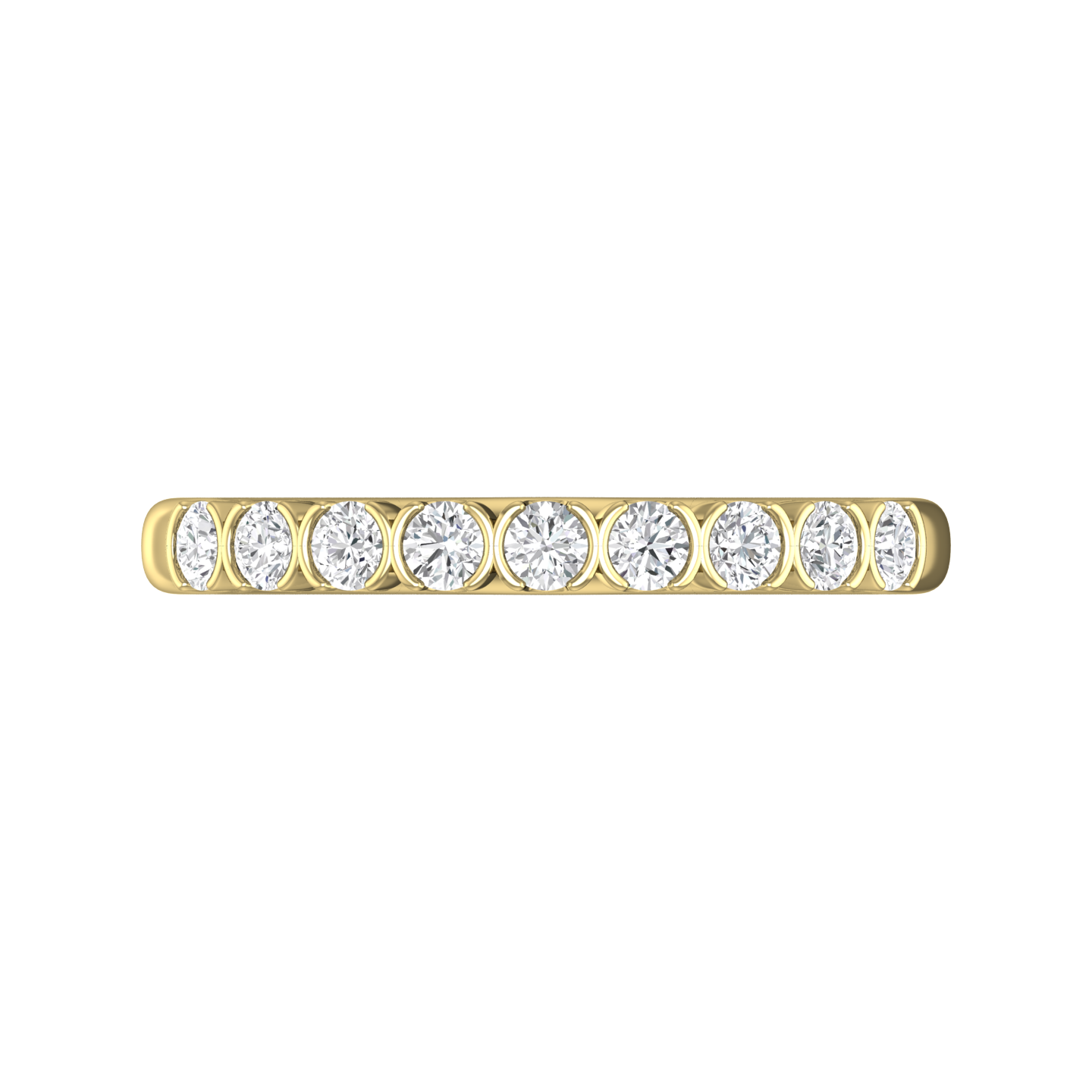 Diamond Set 9 Stone Half Rub-Over Style Wedding Band Gardiner Brothers