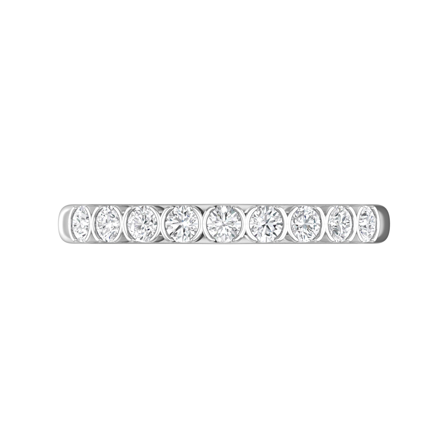 Diamond Set 9 Stone Half Rub-Over Style Wedding Band Gardiner Brothers