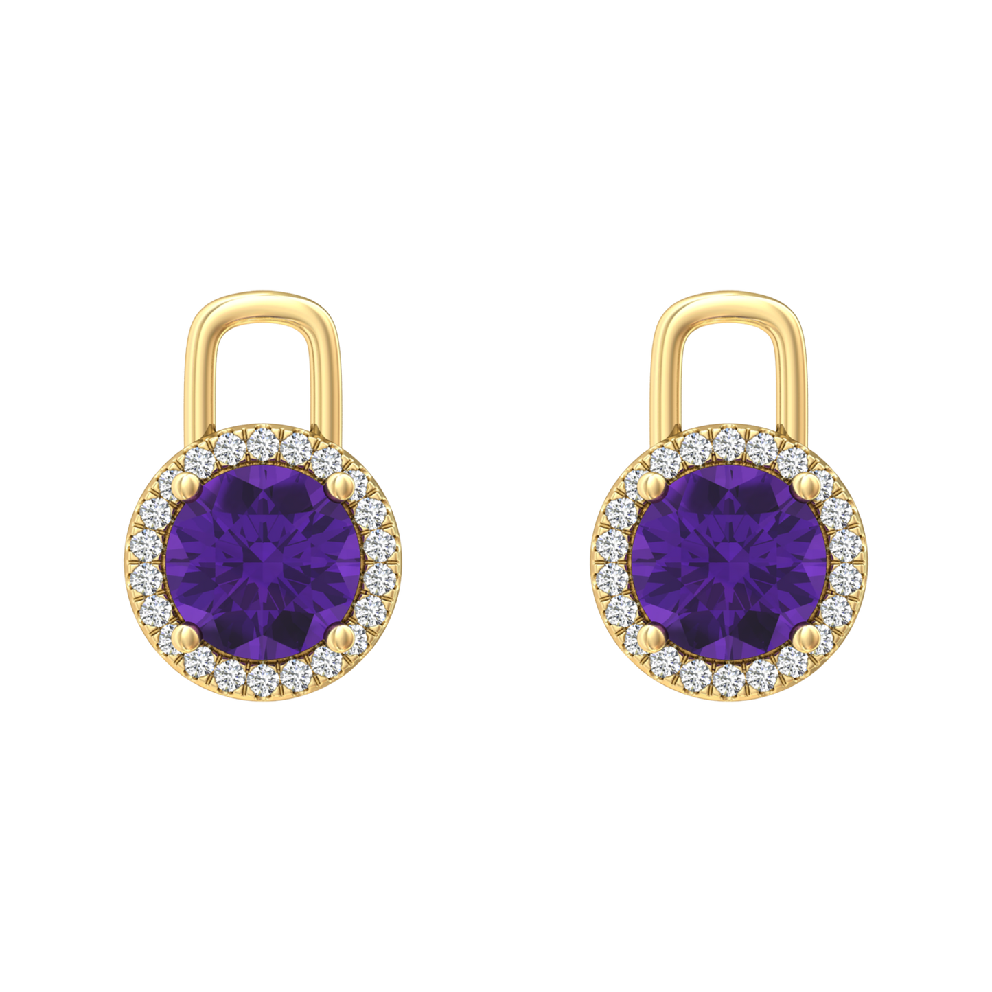 Nova diamond set earring attachments set with a round Amethyst Gardiner Brothers