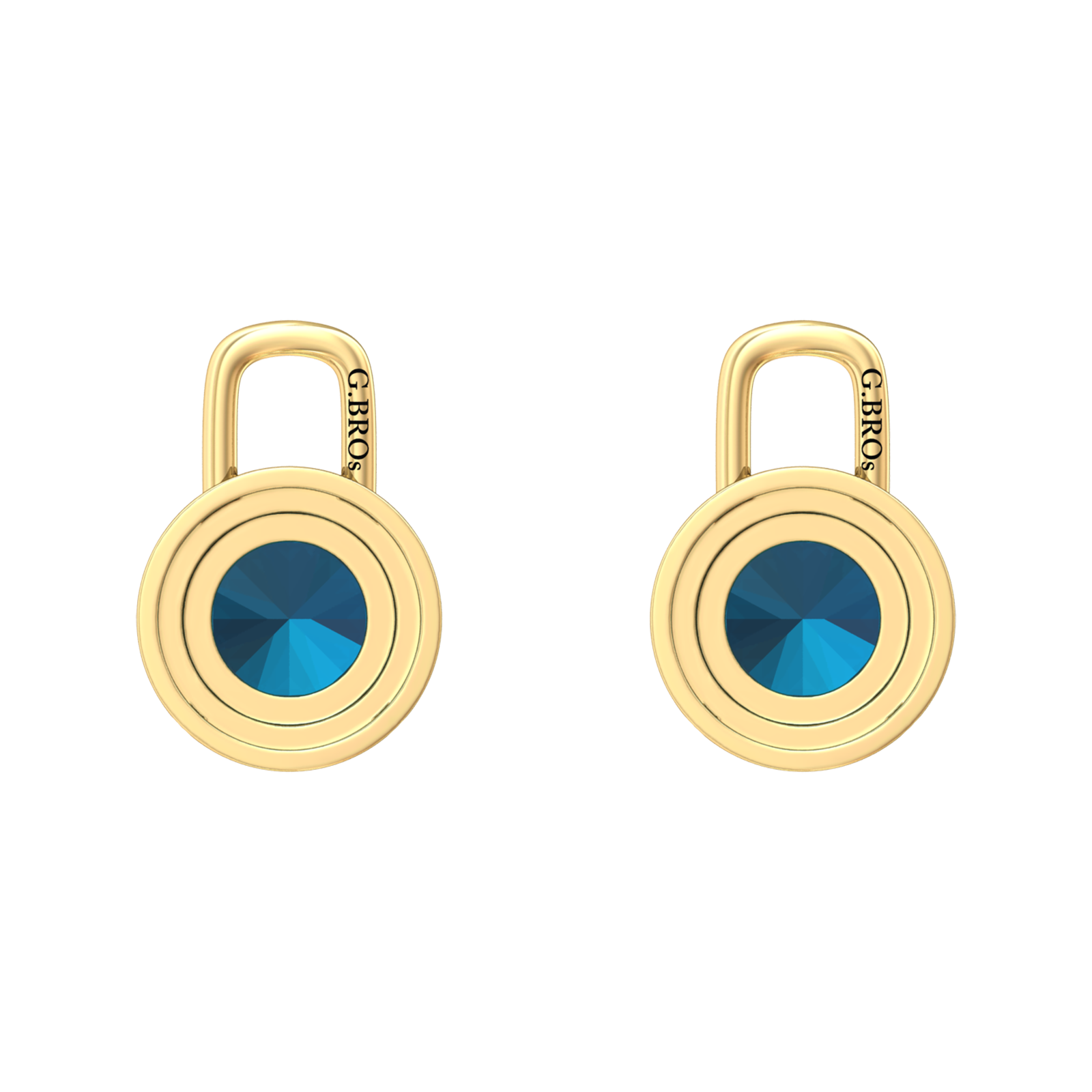 Nova diamond set earrings attachments set with a round London Blue Topaz Gardiner Brothers