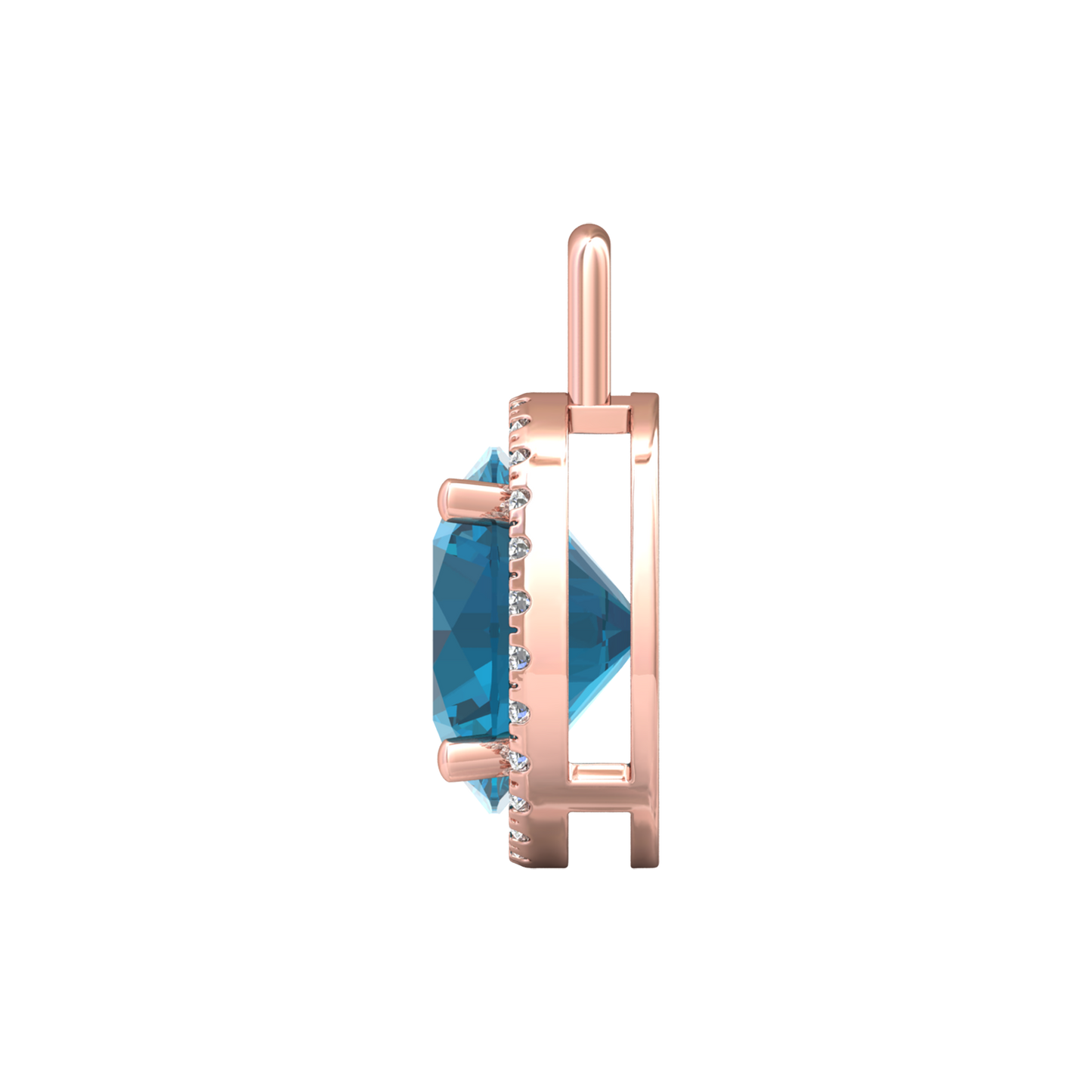 Nova diamond set pendant attachment set with a round London Blue Topaz Gardiner Brothers