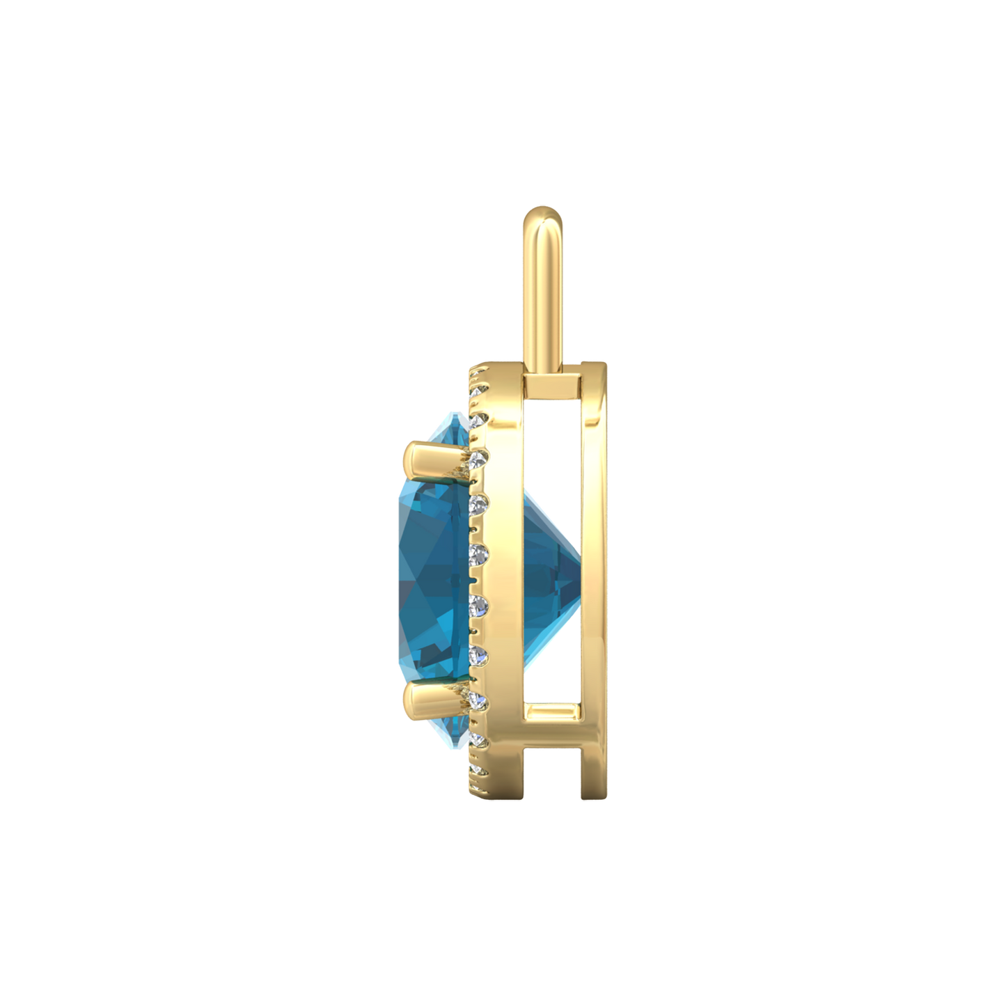Nova diamond set pendant attachment set with a round London Blue Topaz Gardiner Brothers