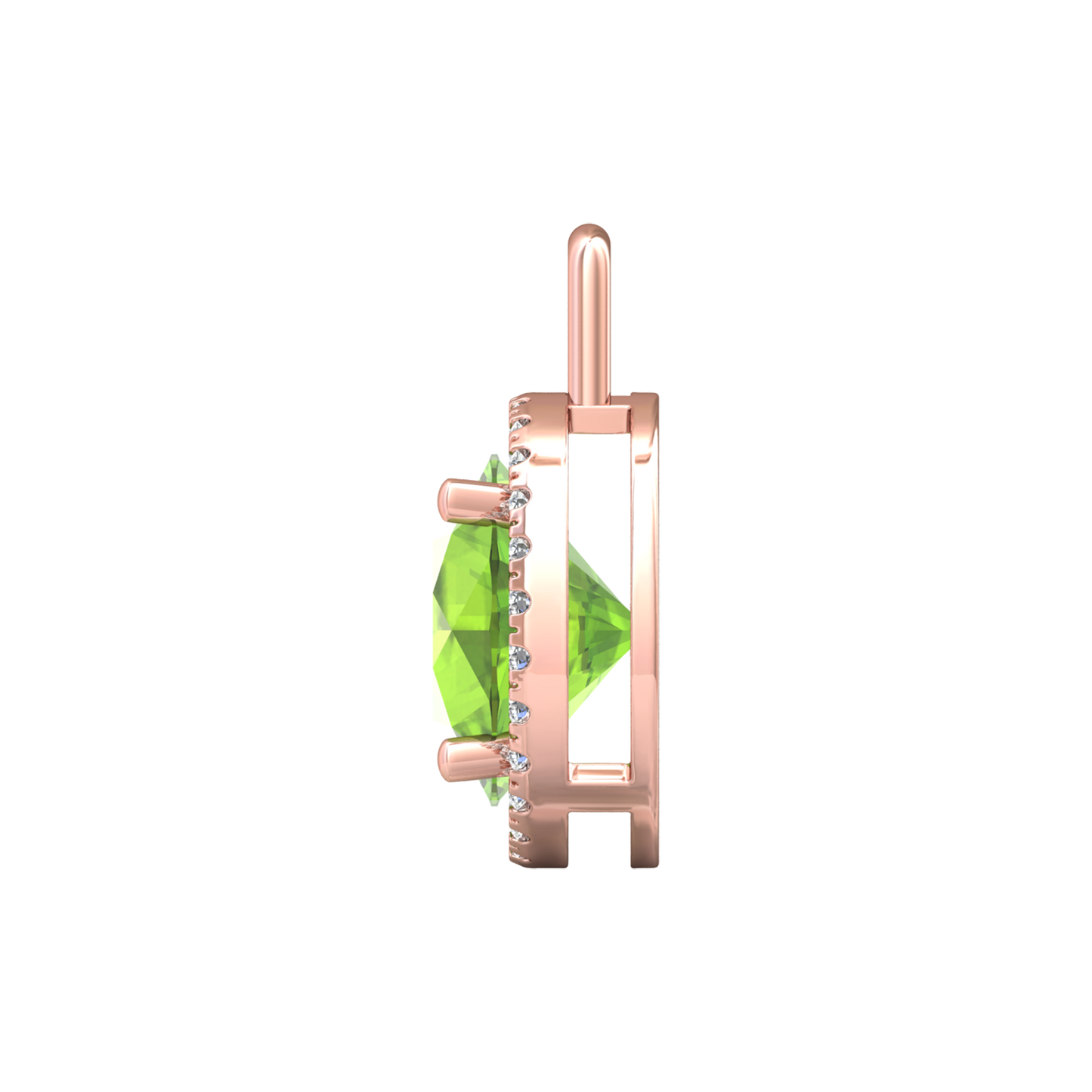 Nova diamond set pendant attachment set with a round Peridot Gardiner Brothers