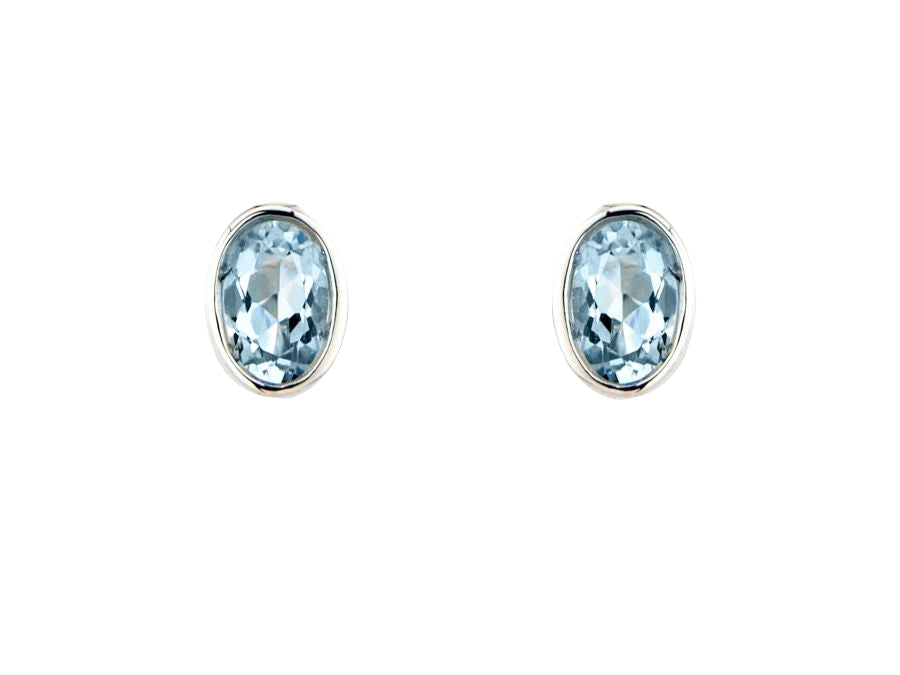 Oval Shaped Aquamarine Earrings