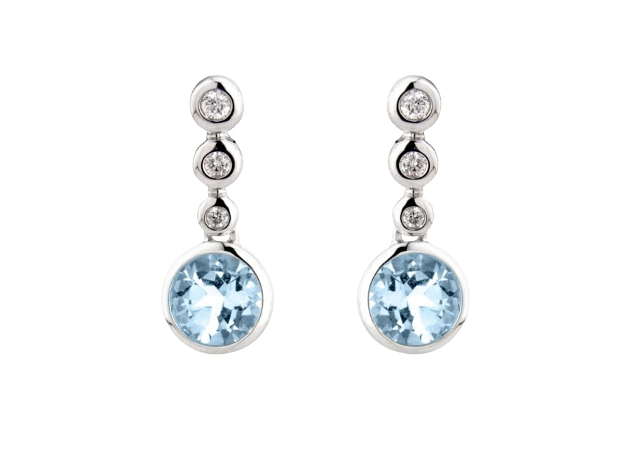 Aquamarine and Diamond Drop Earrings