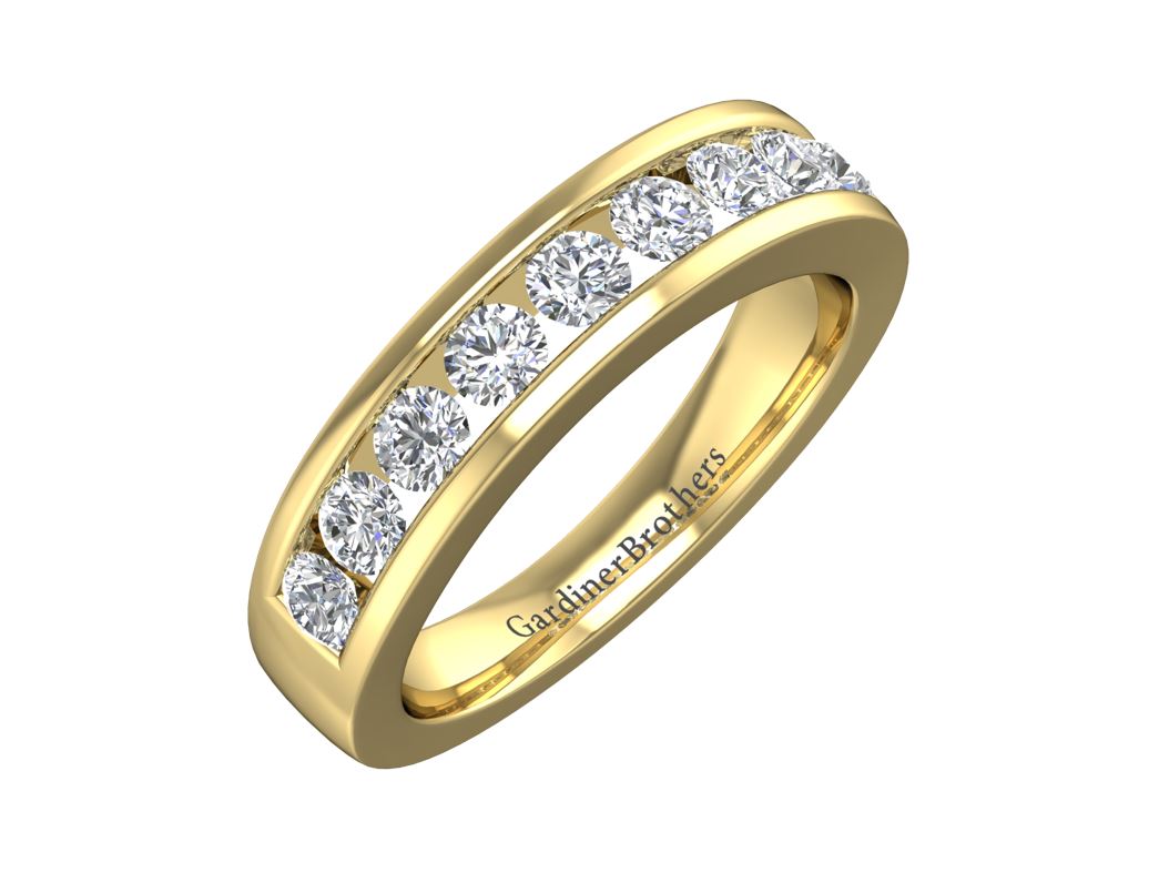 Round Brilliant Cut 9 Stone Diamond Set Wedding Band gardiner-brothers 0.12cts 18ct Yellow Gold