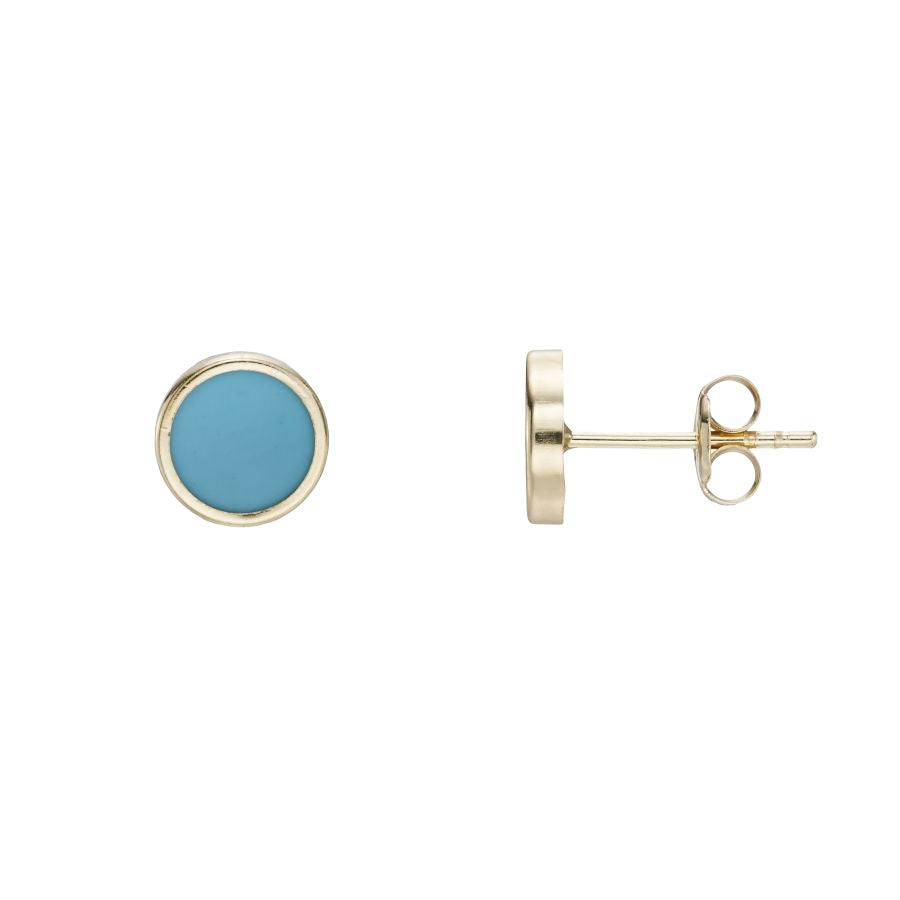 Yellow Gold Turquoise Stud Earrings Gardiner Brothers