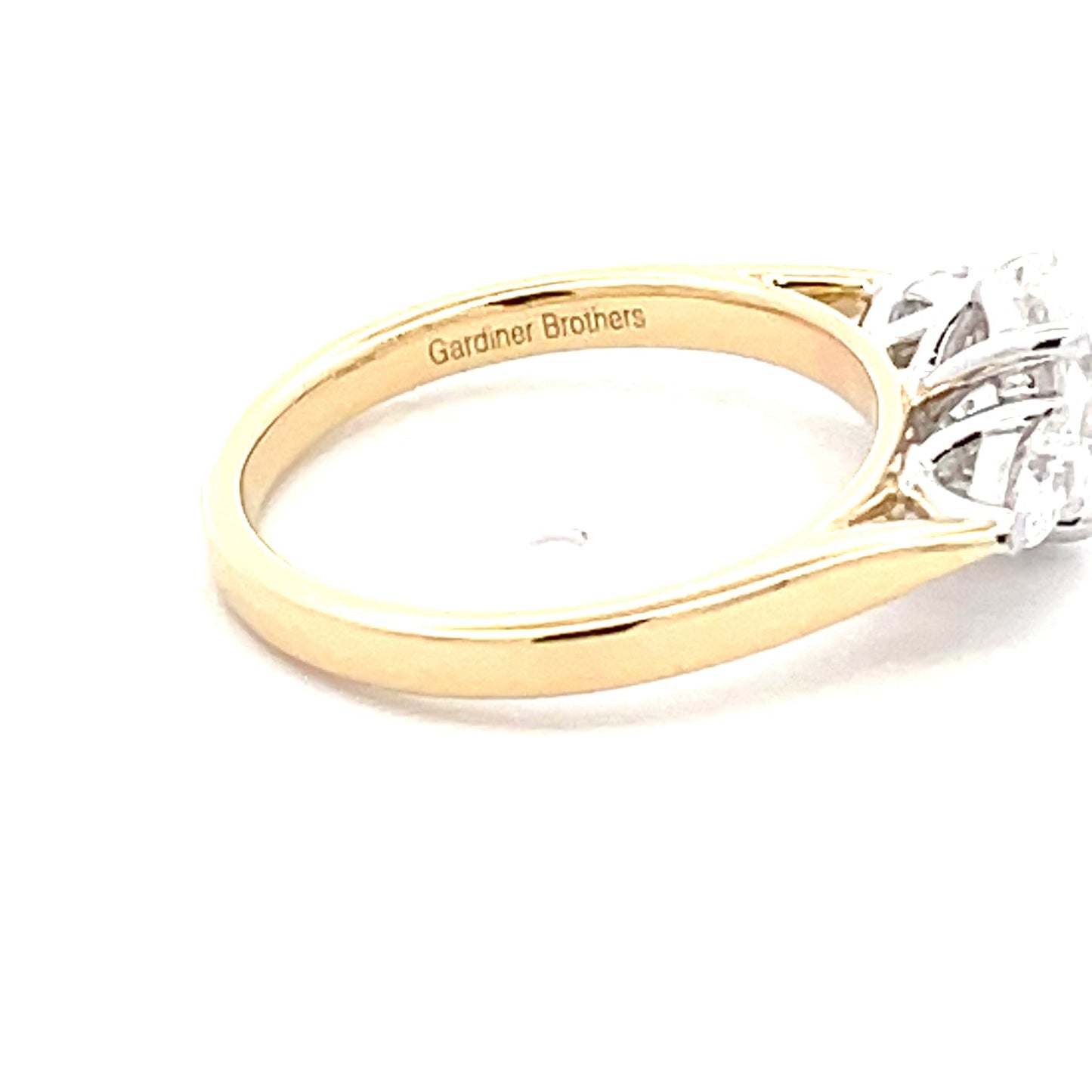 Yellow Gold Oval and pear shaped diamond 3 stone ring - 1.30cts Gardiner Brothers