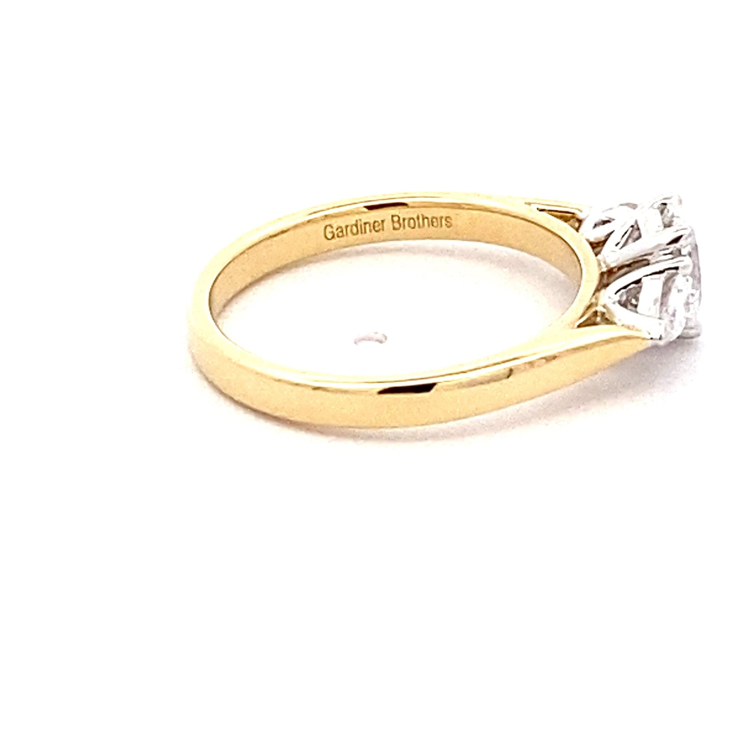 Yellow Gold Oval and Pear Shaped Diamond 3 Stone Ring - 0.81cts Gardiner Brothers