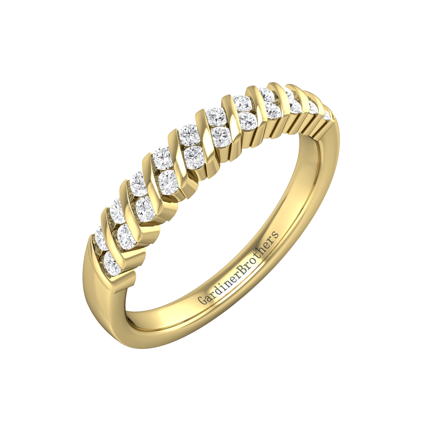 Round Brilliant Cut Diamond Wedding Band gardiner-brothers 0.20cts 18ct Yellow Gold