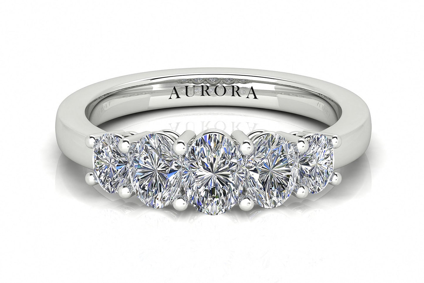 Oval Shape Aurora Diamond 5 Stone Graduated Eternity Ring Gardiner Brothers