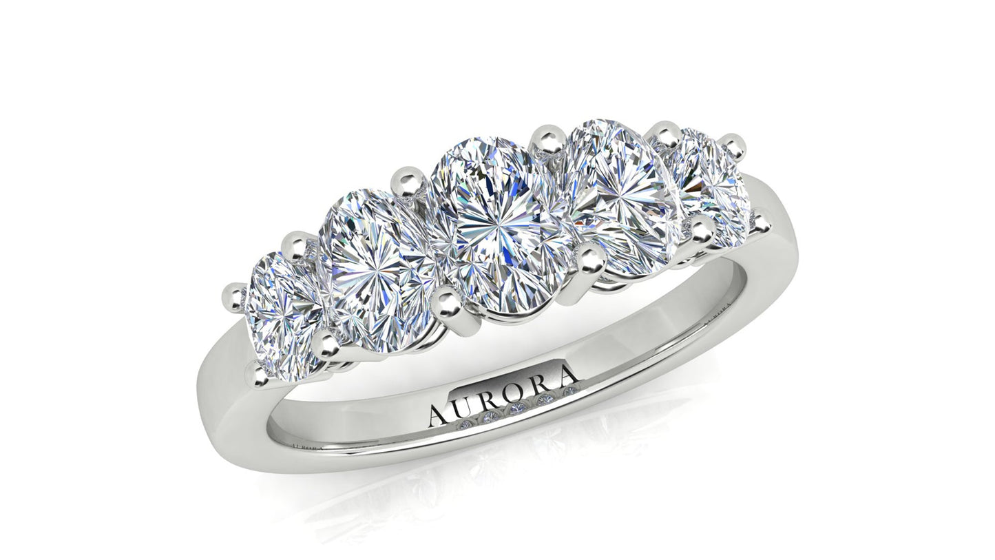 Oval Shape Aurora Diamond 5 Stone Graduated Eternity Ring Gardiner Brothers