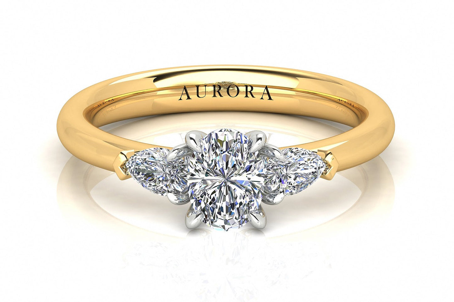 Oval And Pear Shape Aurora Diamond 3 Stone Ring Gardiner Brothers