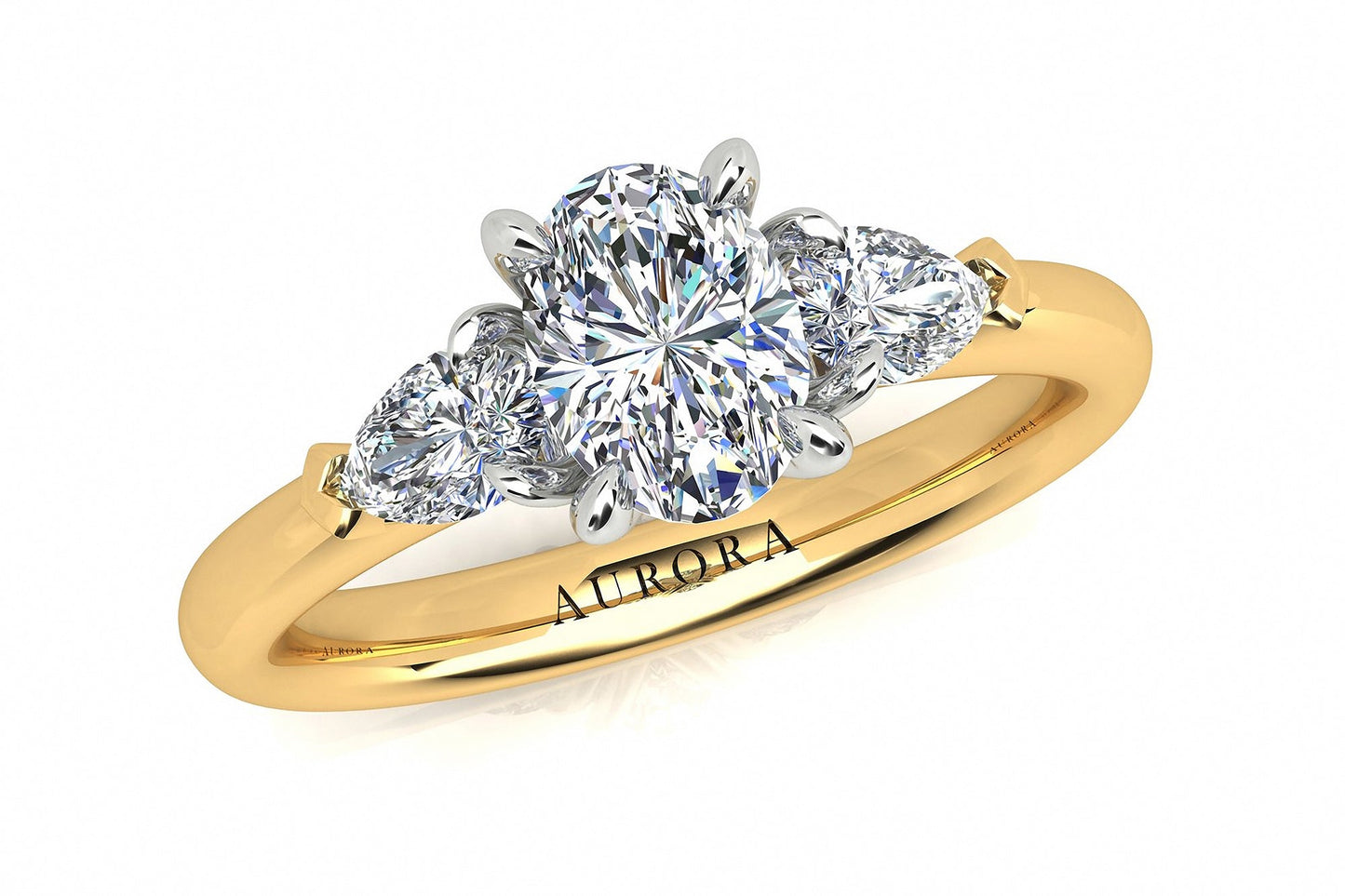Oval And Pear Shape Aurora Diamond 3 Stone Ring Gardiner Brothers