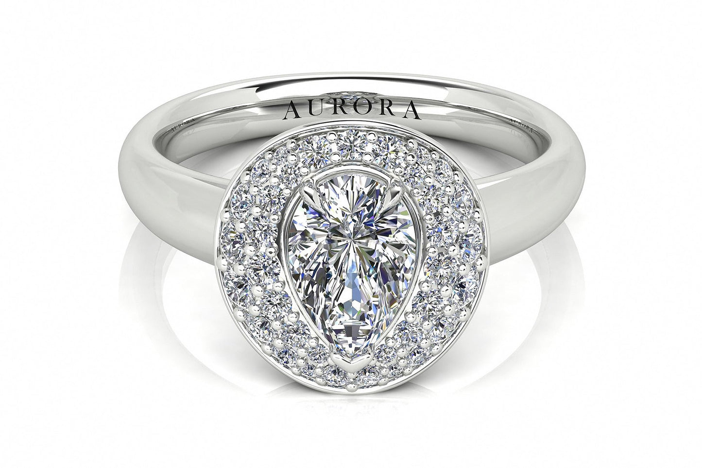 Pear Shape Aurora Diamond Double Halo Ring Gardiner Brothers