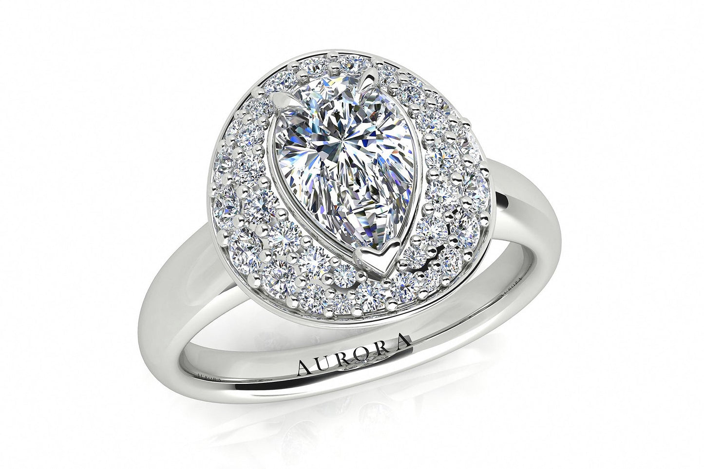 Pear Shape Aurora Diamond Double Halo Ring Gardiner Brothers