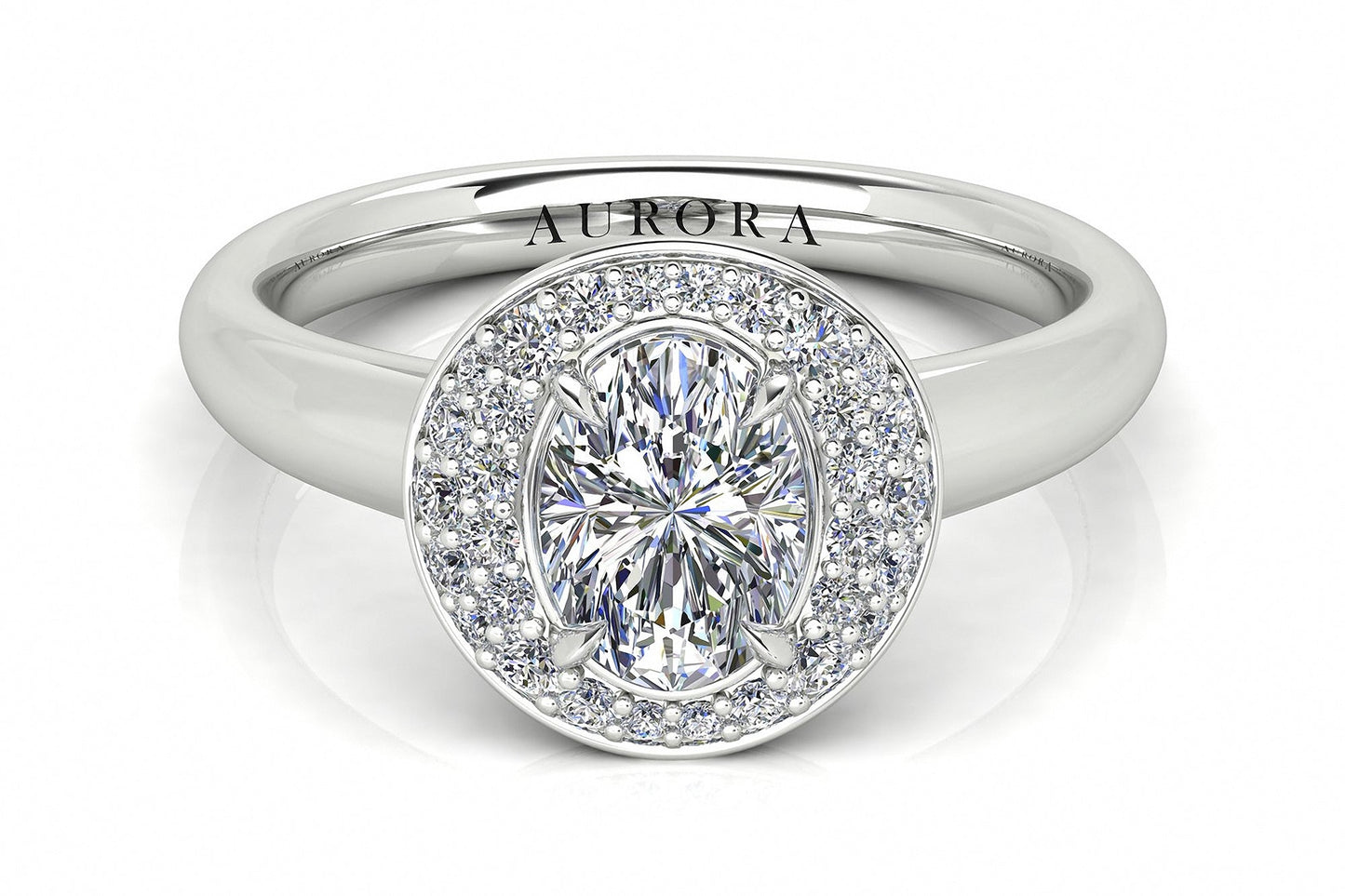 Oval Shape Aurora Diamond Halo Style Ring Gardiner Brothers