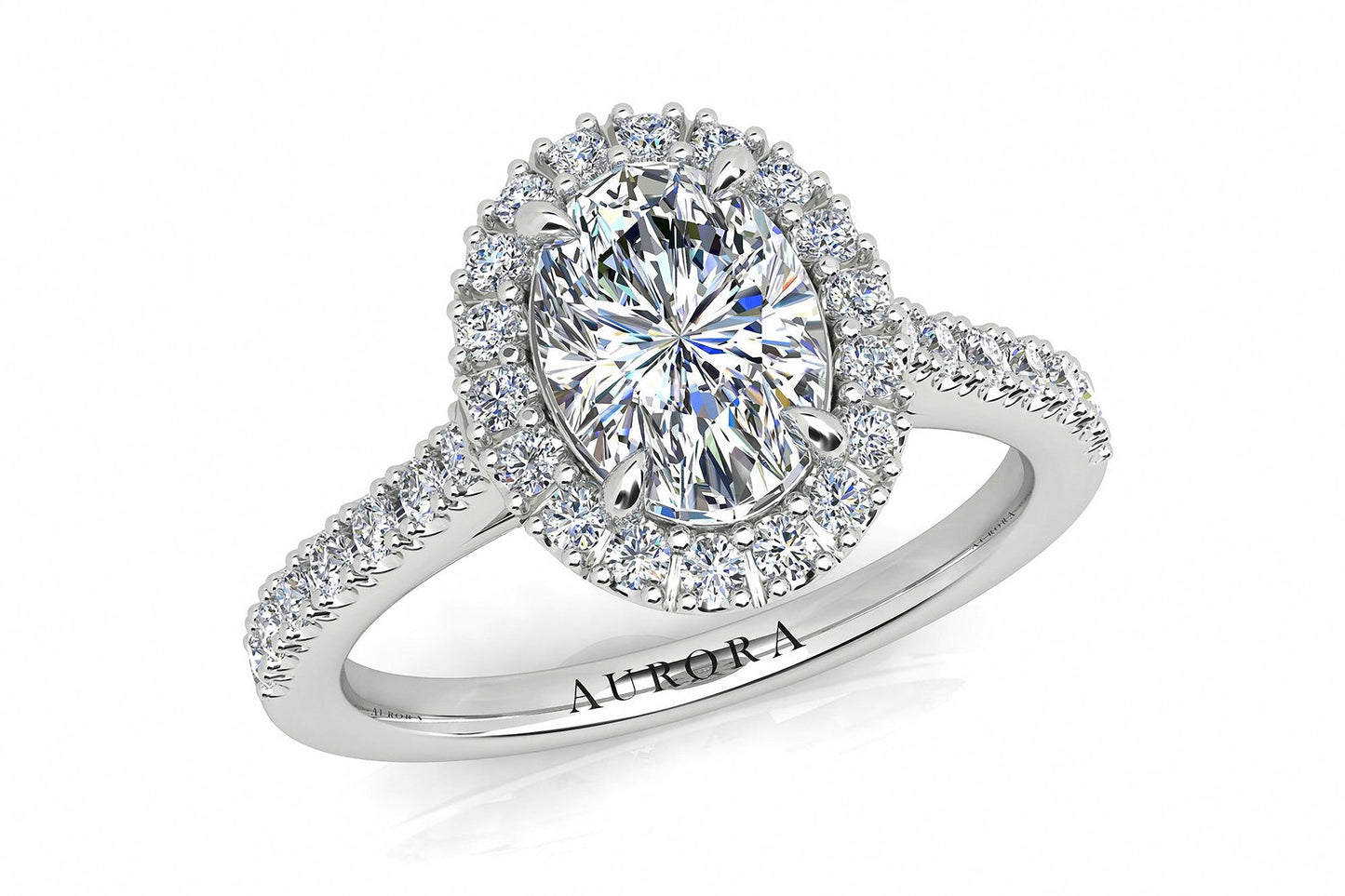 Oval Shape Aurora Diamond Halo Style Ring Gardiner Brothers