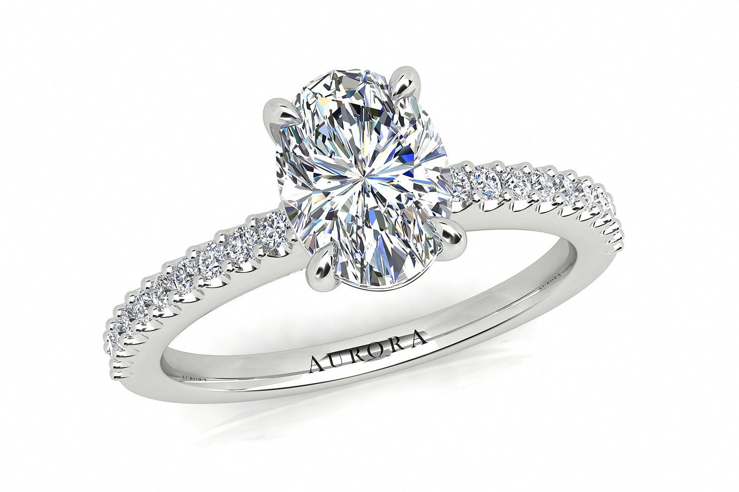 Oval Shape Aurora Diamond Set With Diamond Set Shoulders Gardiner Brothers