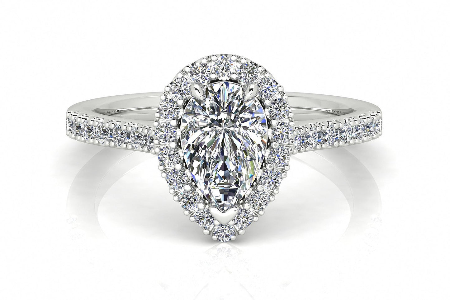 Pear Shape Aurora Diamond Halo Style Ring Gardiner Brothers