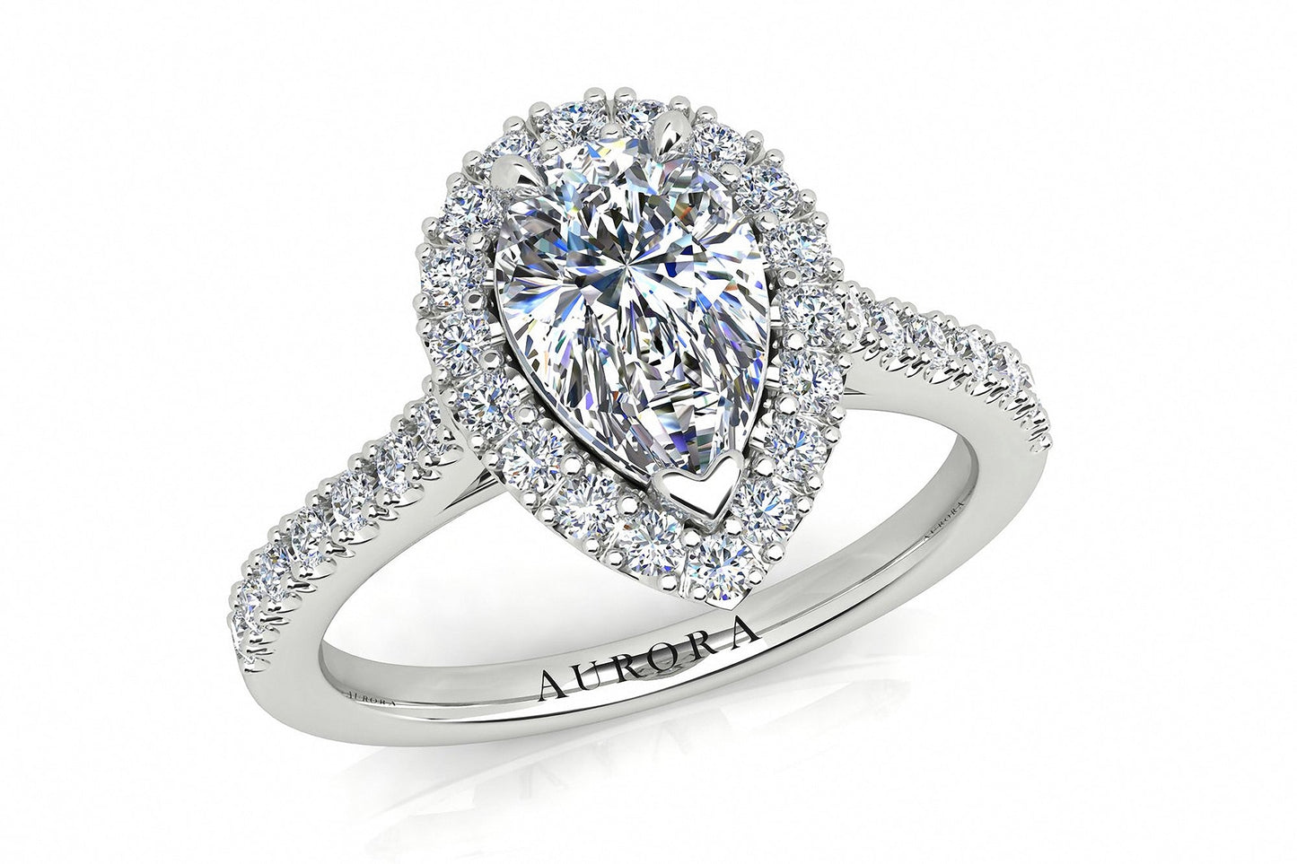 Pear Shape Aurora Diamond Halo Style Ring Gardiner Brothers