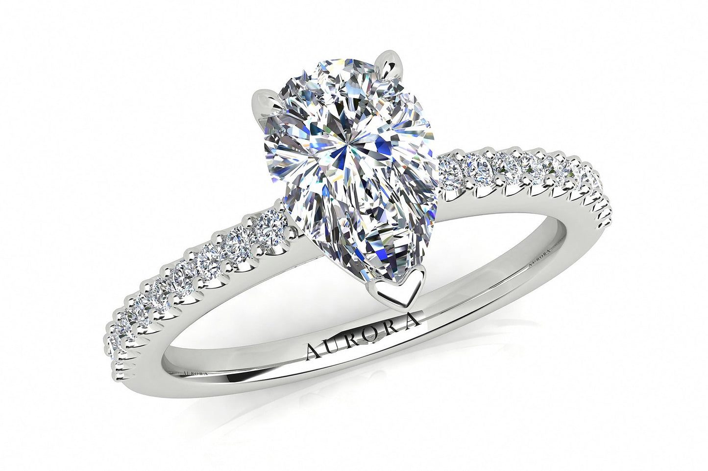 Pear Shape Aurora Diamond Set With Diamond Set Shoulders Gardiner Brothers