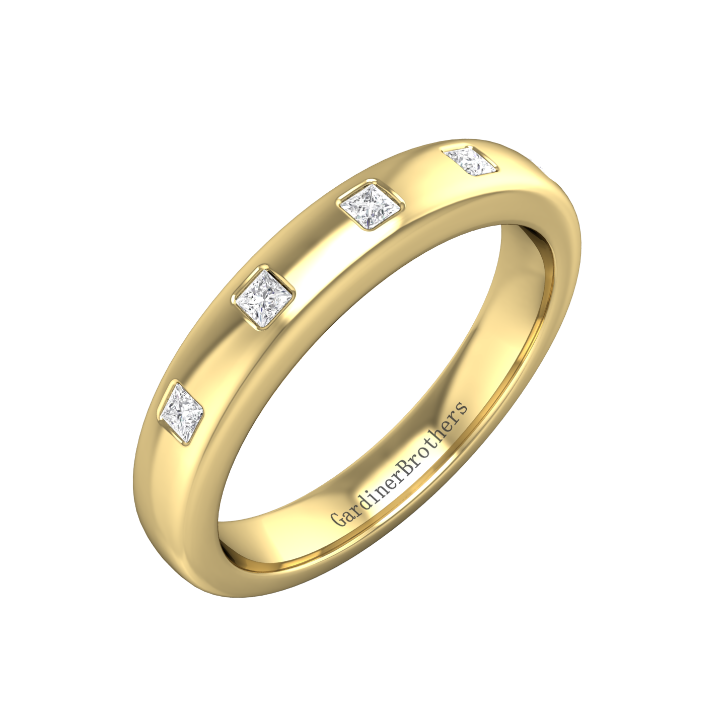 Princess Cut Diamond Wedding Band gardiner-brothers 0.15cts 18ct Yellow Gold