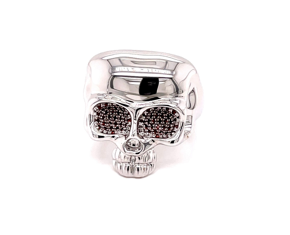 Skull Ring with Ruby Encrusted Eyes Gardiner Brothers