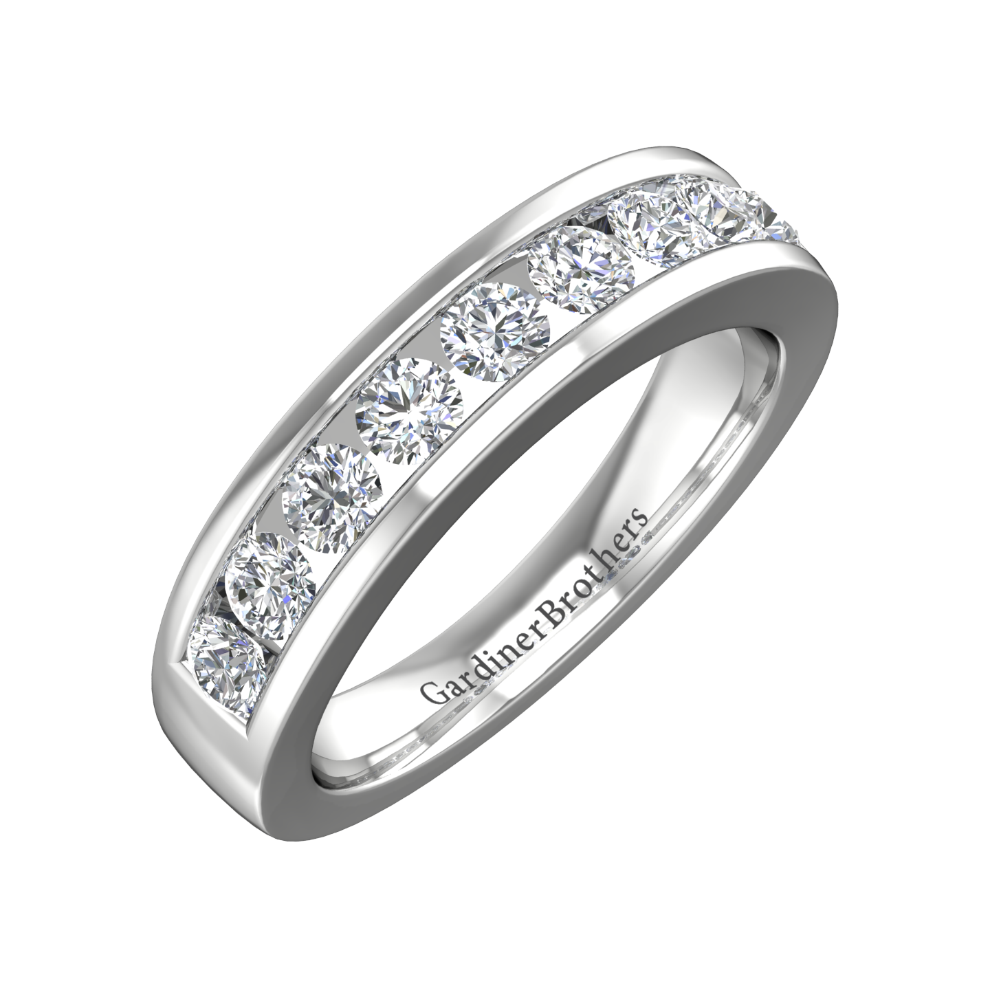Round Brilliant Cut 9 Stone Diamond Set Wedding Band gardiner-brothers 0.12cts Platinum