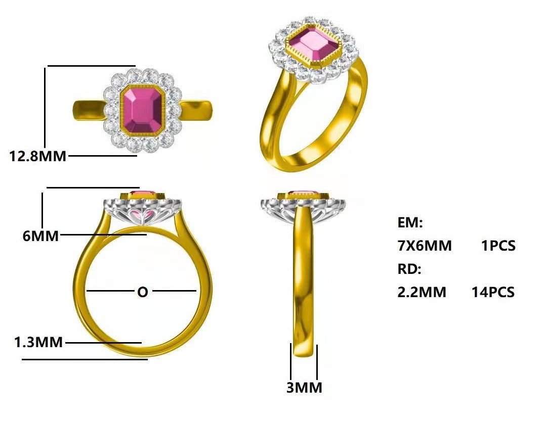 Yellow Gold Vintage Style Ruby and Diamond Cluster Ring Gardiner Brothers