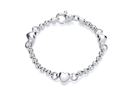 Silver Heart Station Style Bracelet  Gardiner Brothers