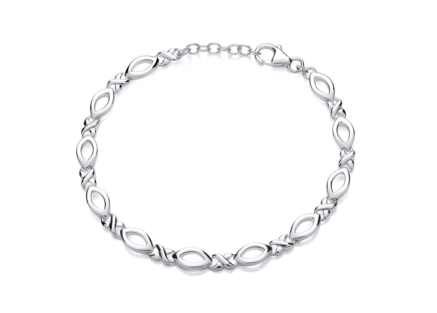 Silver Open Link Fancy Style Bracelet Gardiner Brothers