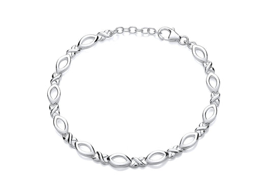 Silver Open Link Fancy Style Bracelet  Gardiner Brothers