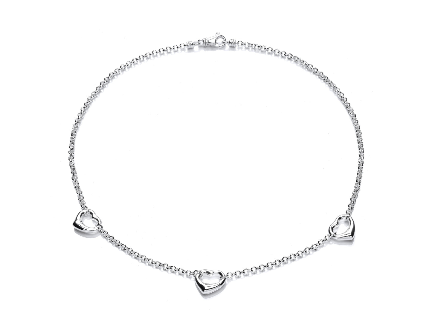 Silver Mini Belcher Link & Heart Station Necklace Gardiner Brothers