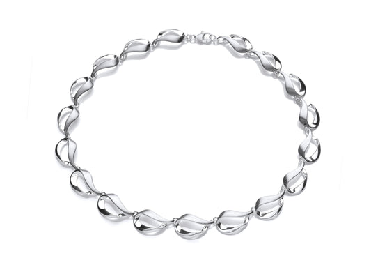 Silver Pear Shape Link Necklace  Gardiner Brothers