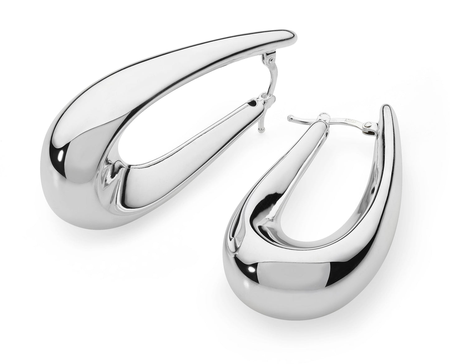 Silver Long Tapered Bulbous Hoop Earrings Gardiner Brothers